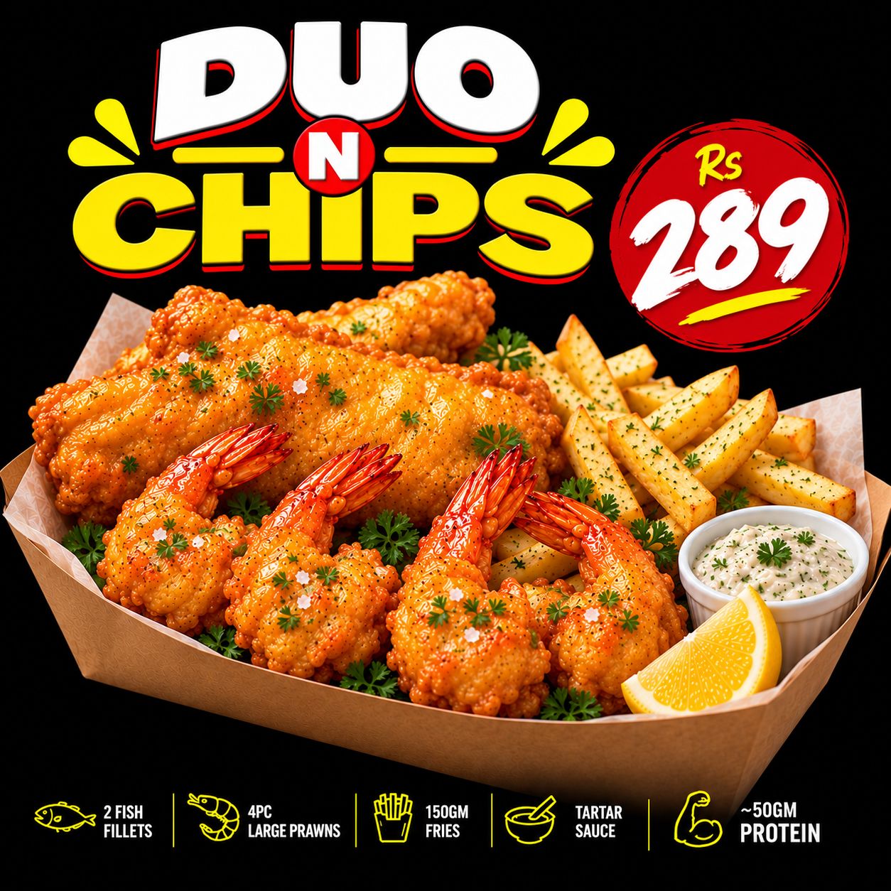Xack's Duo N Chips Seafood Combo